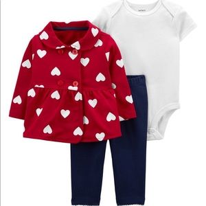 Baby Girl Valentine’s Day 3-piece Cardigan Set